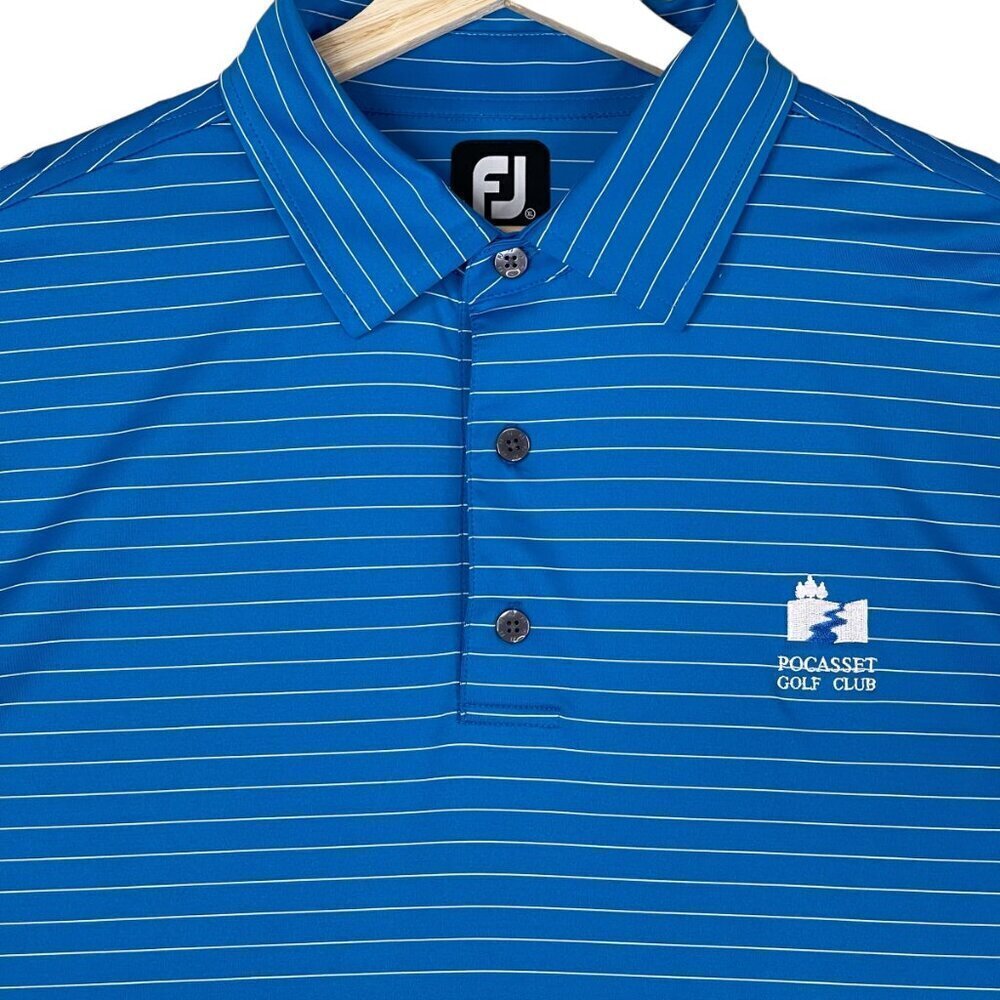 FootJoy Polo Mens XL Stripe Print Pro Dry Performance Stretch Pocasset Golf Club